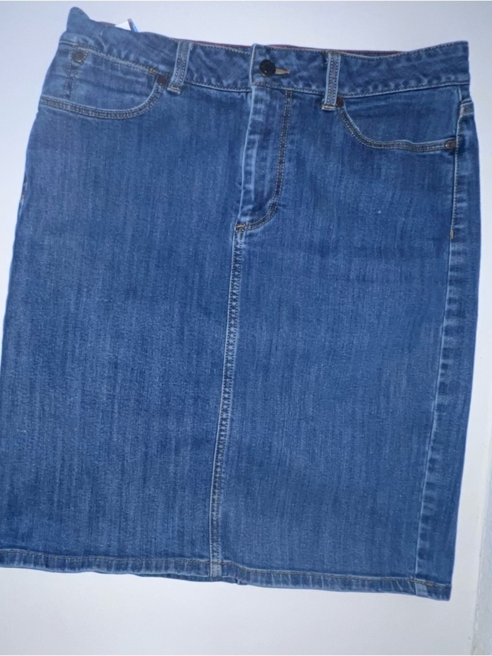 Talbots Medium Blue Denim Skirt with Contrast Stitching